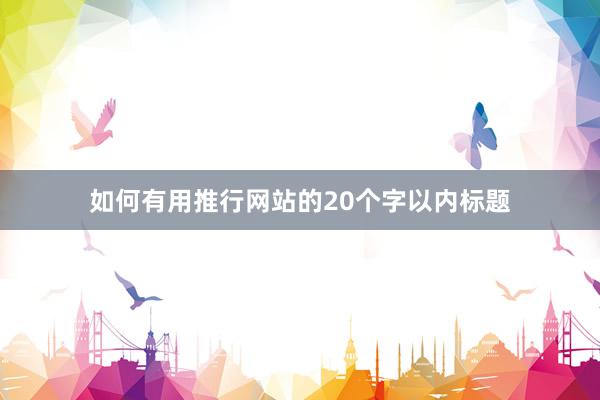 如何有用推行网站的20个字以内标题
