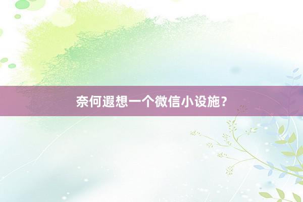 奈何遐想一个微信小设施？