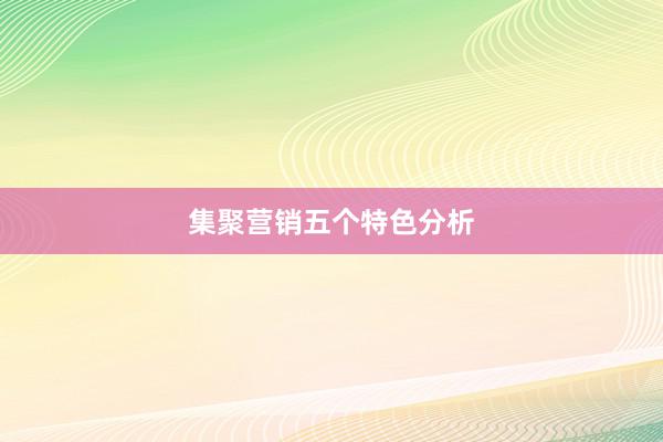 集聚营销五个特色分析