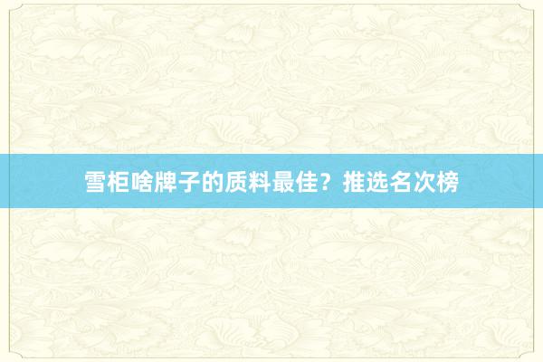 雪柜啥牌子的质料最佳？推选名次榜